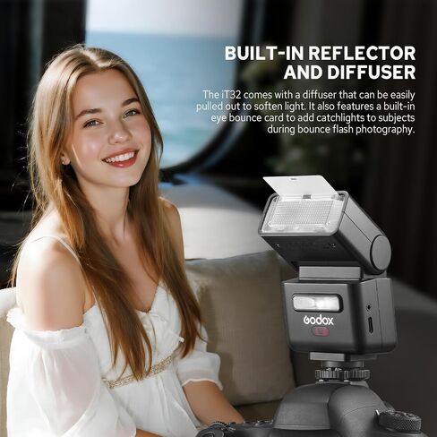GODOX IT32 TTL Camera Flash with X5F Wireless Flash Trigger for FUJI, 2.4G Wireless Flash HSS 1/8000s, Built-in Receiver & Lithium Battery, 510 Full Power Flashes, LED Modeling Light, Magnetic Hotshoe in Saudi Arabia