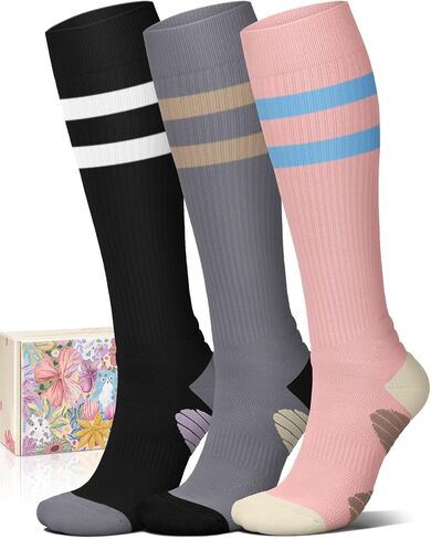 Iseasoo 4 Pairs Compression Socks for Women Circulation-Best Support for Nurses,Running,Athletic,Travel in Saudi Arabia