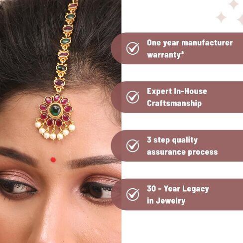 TARINIKA Antique Gold Plated Hari Priya Maangtika with Peacock Design - Indian Maang Tika for Women and Girls Perfect for Ethnic Occasions | Traditional Indian Maang Tikka | 1 Year Warranty* in Saudi Arabia