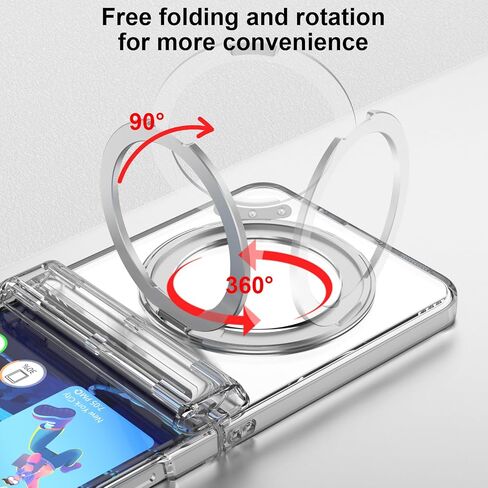 SQMCase Designed for Samsung Galaxy Z Flip 7 Case Magnetic with Hinge Protection& Screen Protector & Kickstand [Compatible with MagSafe],Slim Protective Phone Case Cover for Z Flip 7 - Clear in Saudi Arabia