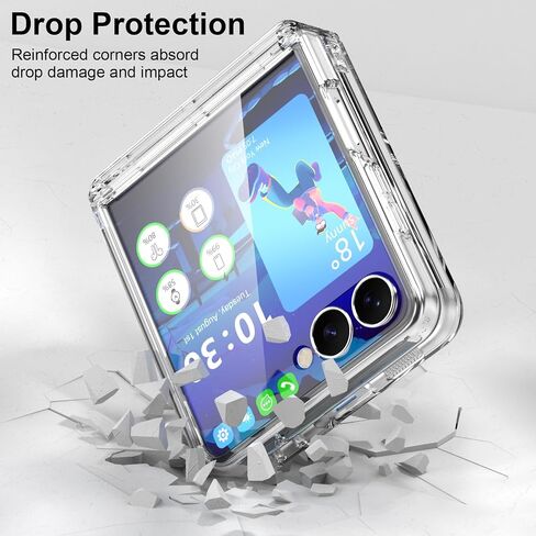 SQMCase Designed for Samsung Galaxy Z Flip 7 Case Magnetic with Hinge Protection& Screen Protector & Kickstand [Compatible with MagSafe],Slim Protective Phone Case Cover for Z Flip 7 - Clear in Saudi Arabia