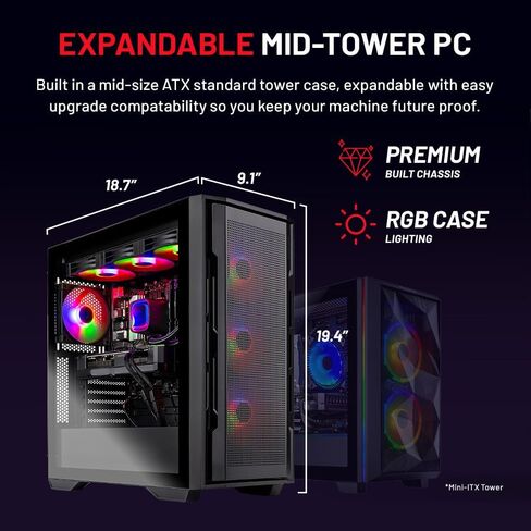 Skytech Gaming Rampage Gaming PC, AMD Ryzen 7 9700X 3.8GHz, NVIDIA RTX 5070 Ti 16GB, 1TB Gen4 NVMe SSD, 32GB DDR5 RAM 5600, 850W Gold ATX 3 PSU, 360 ARGB AIO, Wi-Fi, Win 11, Desktop in Saudi Arabia