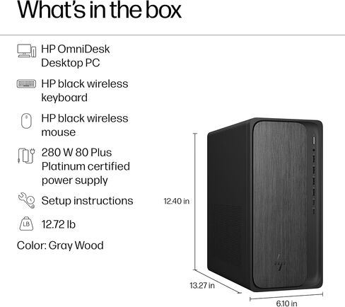 HP OmniDesk Desktop Computer PC, AMD Ryzen 7 8700G, 32GB DDR5 Memory, 1TB NVMe SSD, Radeon 780M Graphics, Wi-Fi 6 + Bluetooth 5.4 (Includes Keyboard + Mouse) (Renewed) in Saudi Arabia