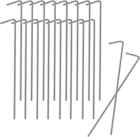 18 Pack 6.5 Inch Metal Tent Stakes Heavy Duty Ground Pegs for Camping, Canopy, Christmas Decorations & Gardening, Outdoor Tent Accessories Camping Essentials in Saudi Arabia