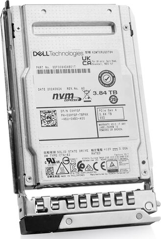 Dell 3.84TB PCIe Gen 4.0 x4 8GB/s U.2 NVMe 3D TLC 2.5in Enterprise PowerEdge Read-Intensive SSD for: R440 R750 R860 R450 T560 T40 R250 R740 R640 T550 R540 R840 R650XS R550 R940 R650 R660 400-BMTP G16 in Saudi Arabia
