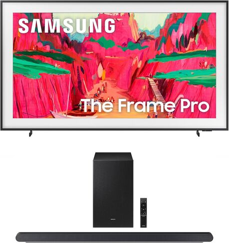 Samsung QN75LS03FWFXZA 75 Inch The Frame Wireless 4K Neo QLED TV with a HW-B750F B Series Soundbar 5.1 Ch and Subwoofer (2025) in Saudi Arabia