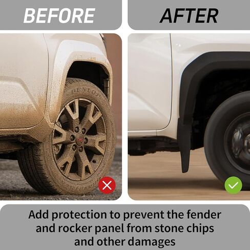 Mud Flaps Splash Guards Compatible with 2024 2025 2026 Toyota Tacoma, Durable TPE Material, No-Drill Installation, Front & Rear Fender Liner (4PCS) in Kuwait