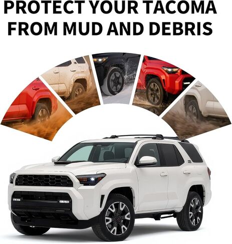 Mud Flaps Splash Guards Compatible with 2024 2025 2026 Toyota Tacoma, Durable TPE Material, No-Drill Installation, Front & Rear Fender Liner (4PCS) in Kuwait