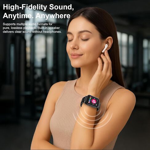 مشغل MP3 مزود بتقنية Bluetooth 5.0، ومشغل موسيقى بشاشة تعمل باللمس سعة 32 جيجابايت مع حزام قابل للفصل، ومكبر صوت مدمج، وسماعات أذن سلكية، وشاشة IPS مقاس 1.69 بوصة، ومشغل MP3 رياضي محمول للجري، وصالة الألعاب الرياضية، والأطفال والكبار in Saudi Arabia