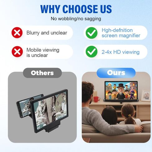 Mobile Phone Magnifier Screen, 2026 New 3D HD Magnifying Projector Screen Enlarger for Movies, Videos and Gaming, Portable 3D Magnifying Screen for Elderly (Black, 14 Inch) in Saudi Arabia