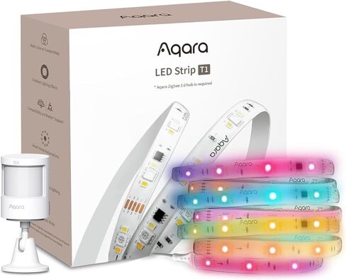 جهاز استشعار الحركة Aqara Zigbee P1 و6.5 قدم RGBIC طقم شريط إضاءة LED قابل للقص، مهلة كشف قابلة للتكوين، لنظام التنبيه والأتمتة، متوافق مع HomeKit، Alexa، IFTTT in Kuwait