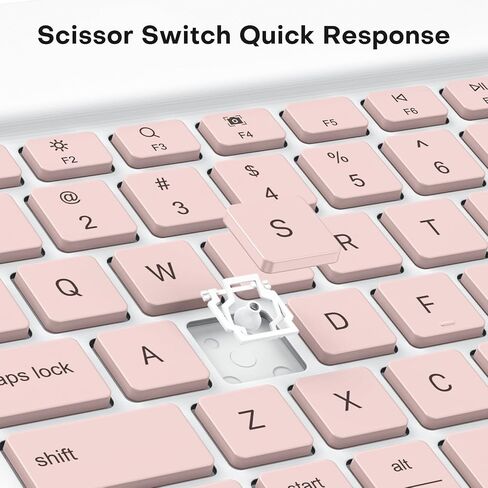 Emetok لوحة مفاتيح لاسلكية لأجهزة iPad/iOS/Android/Windows، لوحة مفاتيح بلوتوث صغيرة، تصميم محمول نحيف للغاية، استجابة أسرع قابلة لإعادة الشحن/كتابة مريحة، وردي in Kuwait