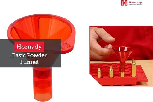 Hornady Basic Powder Funnel, 586051 - Anti-Static Funnel Fits All Calibers Between .22 -.45 - Avoid Messy Powder Spills Featuring a Tapered Mouth, Squared Rim Design, and Double-Stepped Abutment Neck in Saudi Arabia