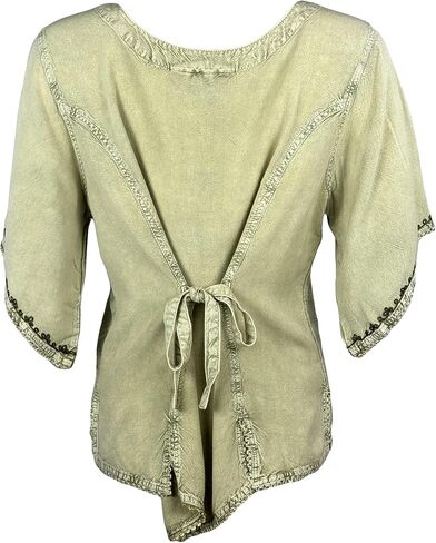 Agan Traders 2025 Summer Medieval Vintage Short Sleeve Embroidered Blouses - Button Down Comfy Summer Tops for Women in Saudi Arabia