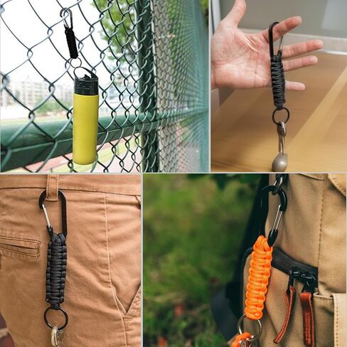 Paracord Keychain with Carabiner, Portable Military Braided Carabiner Key Chain Clip with Strap for Outdoors/Keys/Men/Women in Saudi Arabia