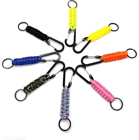 Paracord Keychain with Carabiner, Portable Military Braided Carabiner Key Chain Clip with Strap for Outdoors/Keys/Men/Women in Saudi Arabia
