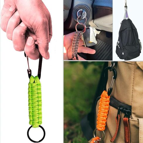 Paracord Keychain with Carabiner, Portable Military Braided Carabiner Key Chain Clip with Strap for Outdoors/Keys/Men/Women in Saudi Arabia