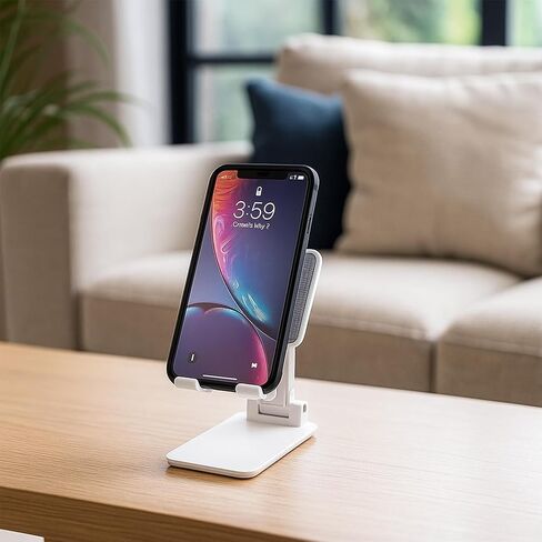 Cell Phone Stand, Adjustable Foldable Mobile Docking Stand, Mobile Phone Holder with Adjustable Multi-Angle for Desk Smartphone Phones Stands, Portable Office Desk Accessories(Black) in Saudi Arabia