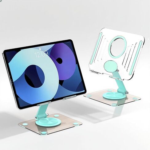 360° Rotating Acrylic Tablet Stand, Foldable Acrylic Stand,Adjustable Tablet Holder,360° Rotating S-tand,Compatible with iPad Pro Air Mini and More, Portable iPad S-tand for Desk, Green in Saudi Arabia