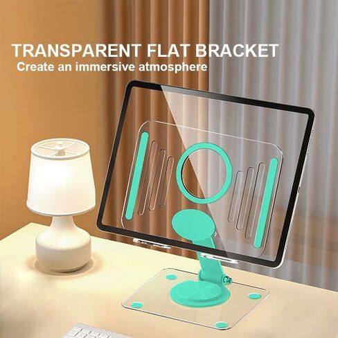 360° Rotating Acrylic Tablet Stand, Foldable Acrylic Stand,Adjustable Tablet Holder,360° Rotating S-tand,Compatible with iPad Pro Air Mini and More, Portable iPad S-tand for Desk, Green in Saudi Arabia