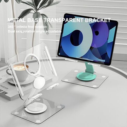360° Rotating Acrylic Tablet Stand, Foldable Acrylic Stand,Adjustable Tablet Holder,360° Rotating S-tand,Compatible with iPad Pro Air Mini and More, Portable iPad S-tand for Desk, Green in Saudi Arabia