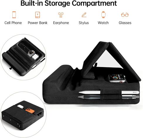 Tablet Pillow Stand with Storage, Foldable iPad Holder for Lep, Bed, Sofa, and Desk - Soft Pad Dock with Pocket and Stylus Mount Compatible with 4-13" iPad Pro/Air/Mini, Galaxy Tab, Kindle, eReader in Saudi Arabia