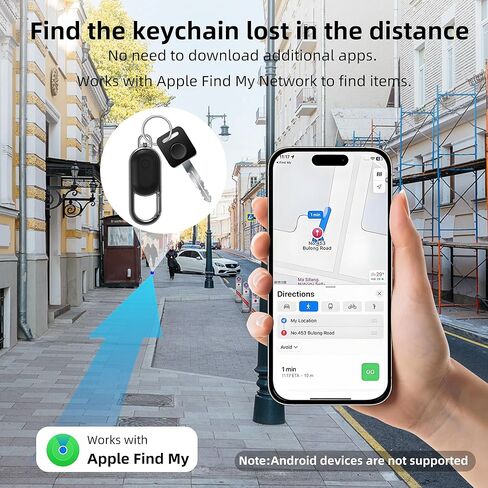 سلسلة مفاتيح Air Tracker - عبوتان، علامة بلوتوث تعمل مع Apple Find My APP (iOS فقط، وليس لنظام Android)، محدد موقع المفاتيح مع الصوت، محدد موقع العناصر للمفاتيح والأمتعة وحقائب الظهر وحقائب السفر (أسود) in Kuwait