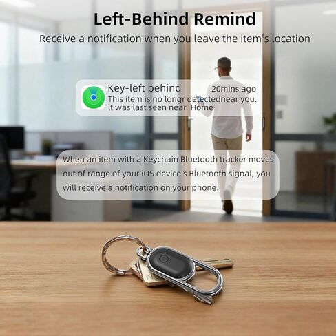 سلسلة مفاتيح Air Tracker - عبوتان، علامة بلوتوث تعمل مع Apple Find My APP (iOS فقط، وليس لنظام Android)، محدد موقع المفاتيح مع الصوت، محدد موقع العناصر للمفاتيح والأمتعة وحقائب الظهر وحقائب السفر (أسود) in Kuwait