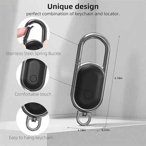 سلسلة مفاتيح Air Tracker - عبوتان، علامة بلوتوث تعمل مع Apple Find My APP (iOS فقط، وليس لنظام Android)، محدد موقع المفاتيح مع الصوت، محدد موقع العناصر للمفاتيح والأمتعة وحقائب الظهر وحقائب السفر (أسود) in Kuwait
