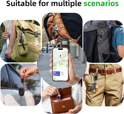 سلسلة مفاتيح Air Tracker - عبوتان، علامة بلوتوث تعمل مع Apple Find My APP (iOS فقط، وليس لنظام Android)، محدد موقع المفاتيح مع الصوت، محدد موقع العناصر للمفاتيح والأمتعة وحقائب الظهر وحقائب السفر (أسود) in Kuwait