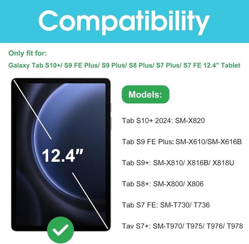 واقي شاشة ProCase مكون من قطعتين لجهاز Galaxy Tab S10 Plus 2024/Tab S9 FE Plus/S9 Plus/S8 Plus/S7 FE/S7 Plus 12.4 بوصة 2023، واقي غشاء شفاف عالي الدقة من الزجاج المقوى للكمبيوتر اللوحي SM-X820/X610/X810/X800/T730/T970 in Kuwait