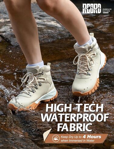 R CORD Womens Hiking Boots Waterproof - Durable Trekking Sneakers Non-Slip Grip Comfortable Walking Shoes for Outdoor Trail Climbing Travel in Kuwait