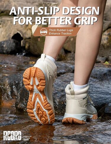 R CORD Womens Hiking Boots Waterproof - Durable Trekking Sneakers Non-Slip Grip Comfortable Walking Shoes for Outdoor Trail Climbing Travel in Kuwait