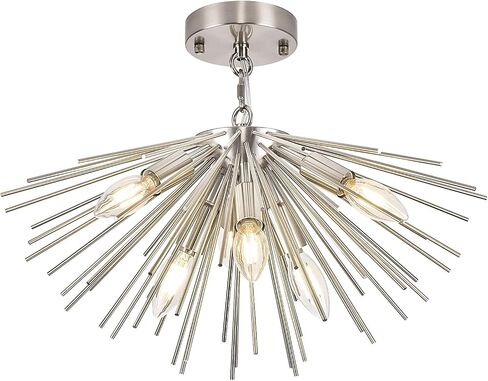 32in Gold Sputnik Chandelier Solid Metal Starburst Chandelier Light Fixture 9-Light Mid-Century Modern Satellite Light Fixture for Living Room Dining Room Foyer Study Room Bathroom,E12 in Saudi Arabia