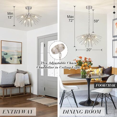 32in Gold Sputnik Chandelier Solid Metal Starburst Chandelier Light Fixture 9-Light Mid-Century Modern Satellite Light Fixture for Living Room Dining Room Foyer Study Room Bathroom,E12 in Saudi Arabia