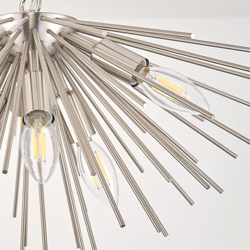 32in Gold Sputnik Chandelier Solid Metal Starburst Chandelier Light Fixture 9-Light Mid-Century Modern Satellite Light Fixture for Living Room Dining Room Foyer Study Room Bathroom,E12 in Saudi Arabia