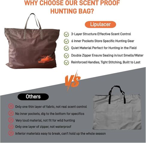 حقيبة التحكم في الرائحة - حقيبة أكبر مقاومة للرائحة مقاس 33 × 25 بوصة، أكياس قفل برائحة السفر سميكة مقاومة للماء بثلاث طبقات لملابس الصيد وإكسسوارات الصيد (أوراق الشجر المموهة) in Kuwait