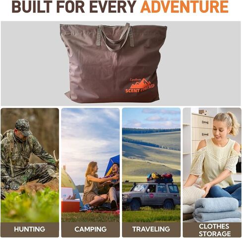 حقيبة التحكم في الرائحة - حقيبة أكبر مقاومة للرائحة مقاس 33 × 25 بوصة، أكياس قفل برائحة السفر سميكة مقاومة للماء بثلاث طبقات لملابس الصيد وإكسسوارات الصيد (أوراق الشجر المموهة) in Kuwait