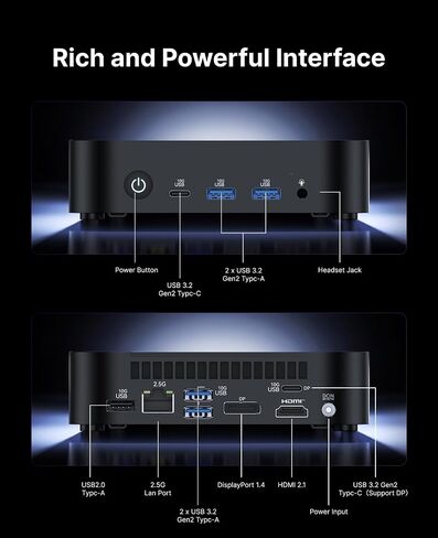 NUC 14 Elite, Business Desktop Computers Intel Core N150 (4C/16T, Up to 3.6GHz), 16GB DDR4 RAM 512GB PCIe 4.0 NVMe SSD, 2X USB C/3 Display/WiFi6E/BT5.3/Preinstalled Windows 11 Pro/Quiet/Office in Kuwait