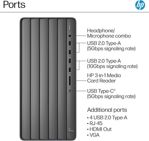 HP Envy TE01 Tower Desktop PC | Intel Core i9-12900K, 16 Cores, Up to 5.8GHz Turbo | 32GB RAM, 2TB SSD | Windows 11 Pro | WiFi 6, Bluetooth 5.3 | RJ-45 Gigabit Ethernet | Wired Keyboard and Mouse in Saudi Arabia