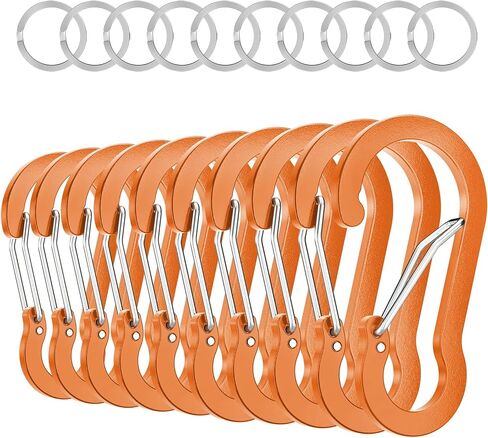 مشابك تثبيت من الألومنيوم مقاس 3.2 بوصة من سبروكبر، حلقة على شكل حرف D، خطاف زنبركي Caribeaner مع سلسلة مفاتيح للتخييم والمشي لمسافات طويلة وصالة الألعاب الرياضية والعتاد الخارجي، مجموعة من 10 قطع in Kuwait