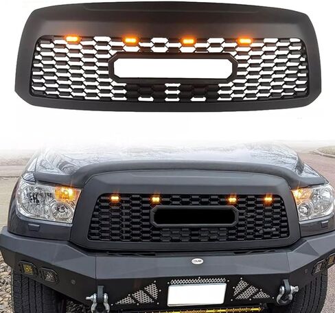 Front Grill Compatible with 2010-2018 Sequoia&2019-2021 Sequoia TRD Style Front Grill Replacement ABS Bumper Grille with Letters and 3 LED Lights in Saudi Arabia