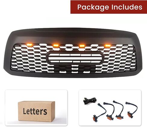 Front Grill Compatible with 2010-2018 Sequoia&2019-2021 Sequoia TRD Style Front Grill Replacement ABS Bumper Grille with Letters and 3 LED Lights in Saudi Arabia