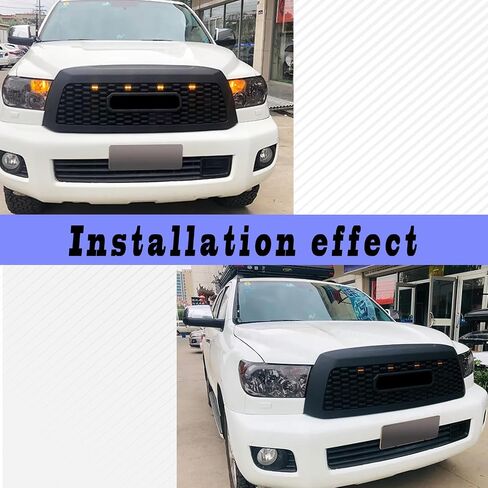 Front Grill Compatible with 2010-2018 Sequoia&2019-2021 Sequoia TRD Style Front Grill Replacement ABS Bumper Grille with Letters and 3 LED Lights in Saudi Arabia