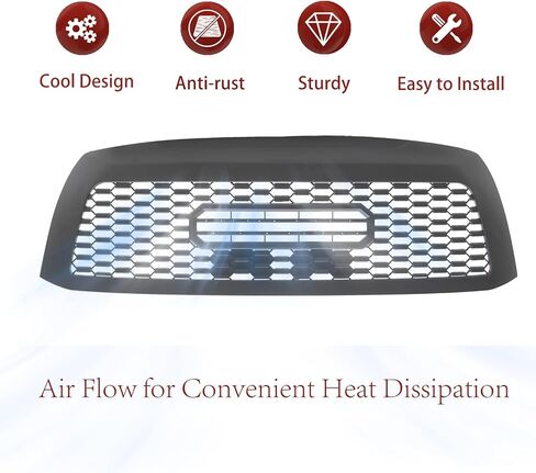 Front Grill Compatible with 2010-2018 Sequoia&2019-2021 Sequoia TRD Style Front Grill Replacement ABS Bumper Grille with Letters and 3 LED Lights in Saudi Arabia