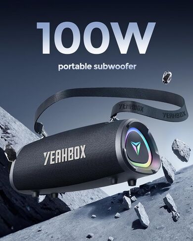 120W Max Portable Speaker - Exceptional Sound Quality with Deep Bass, Exclusive Acoustic Design, Ideal for Indoor & Outdoor Use, Bluetooth, AUX & USB Connectivity (Black) in Saudi Arabia