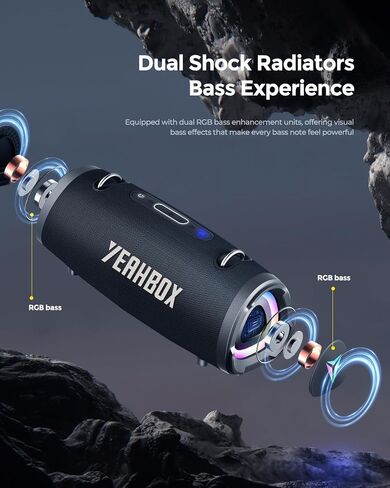 120W Max Portable Speaker - Exceptional Sound Quality with Deep Bass, Exclusive Acoustic Design, Ideal for Indoor & Outdoor Use, Bluetooth, AUX & USB Connectivity (Black) in Saudi Arabia