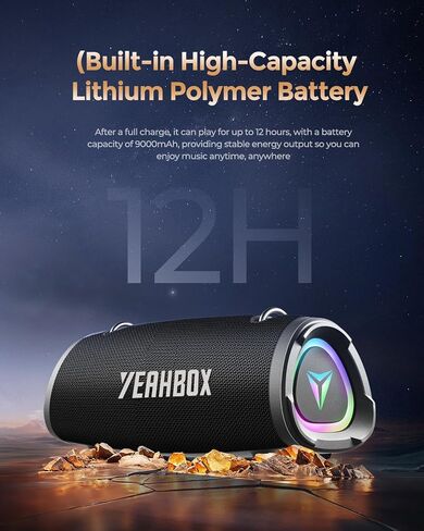 120W Max Portable Speaker - Exceptional Sound Quality with Deep Bass, Exclusive Acoustic Design, Ideal for Indoor & Outdoor Use, Bluetooth, AUX & USB Connectivity (Black) in Saudi Arabia