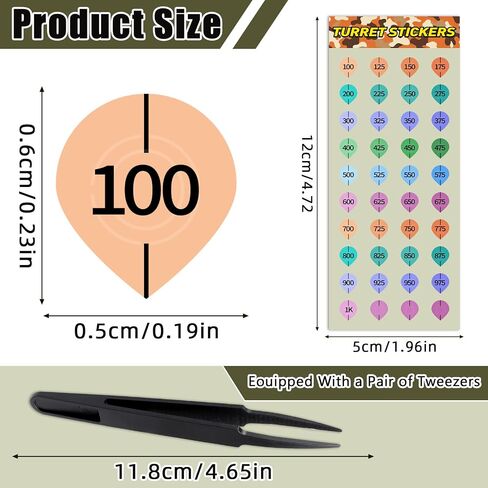 10 Pack Turret Tags for Scope,Rifle Scope Turret Stickers and Tweezers- Writable Yards Labels for Long Range Shooting and Hunting -Turret Tags Fit Most Scope Caps in Kuwait
