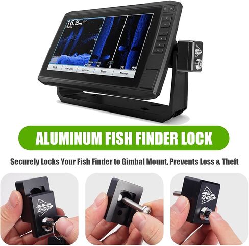Fish Finder Lock 2 PCS,Aluminum Square Alloy Fishing Graph Marine GPS Gimbal Mount Security Accessories for Garmin,Lowrance and Humminbird Sonar Radar (Black) in Saudi Arabia